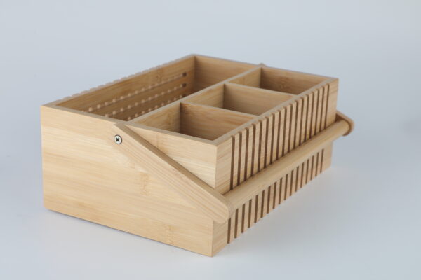 Bamboo cutlery organzier with handle